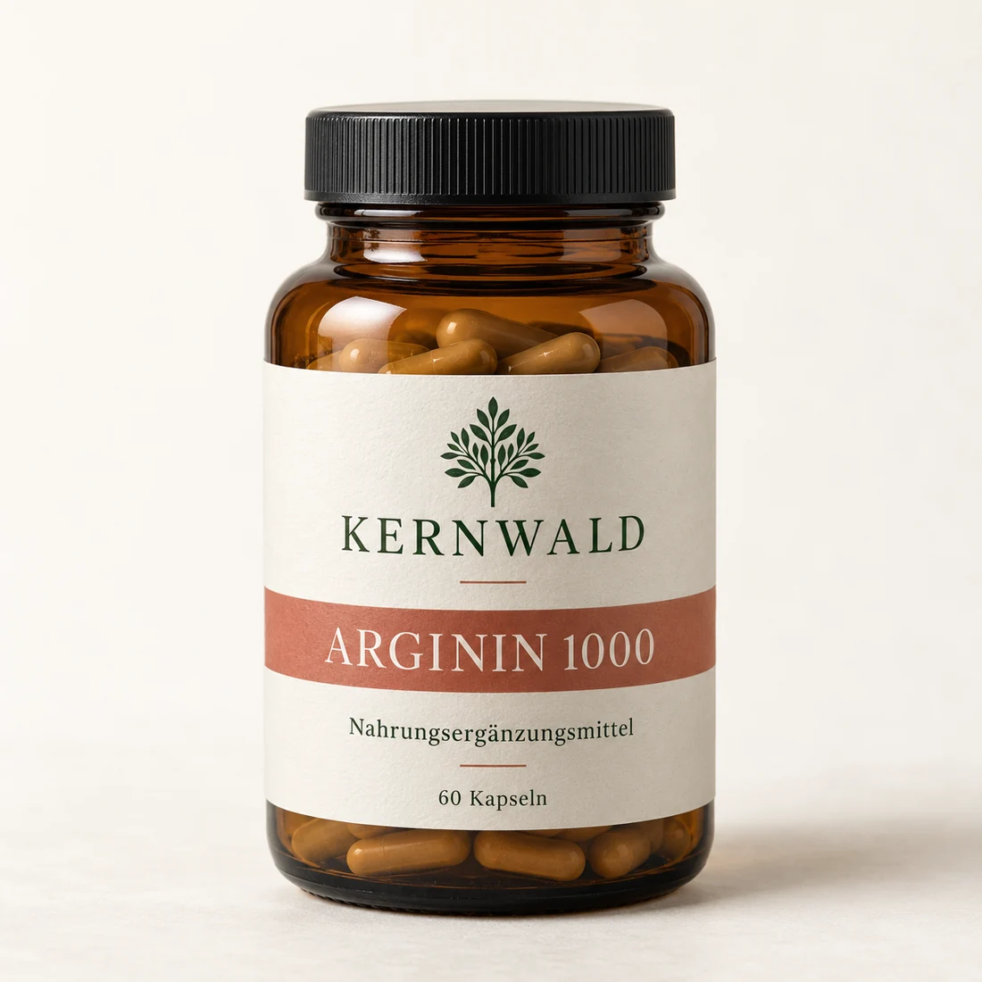 KERNWALD Arginin 1000, bernsteinfarbene Glasdose mit 60 Kapseln